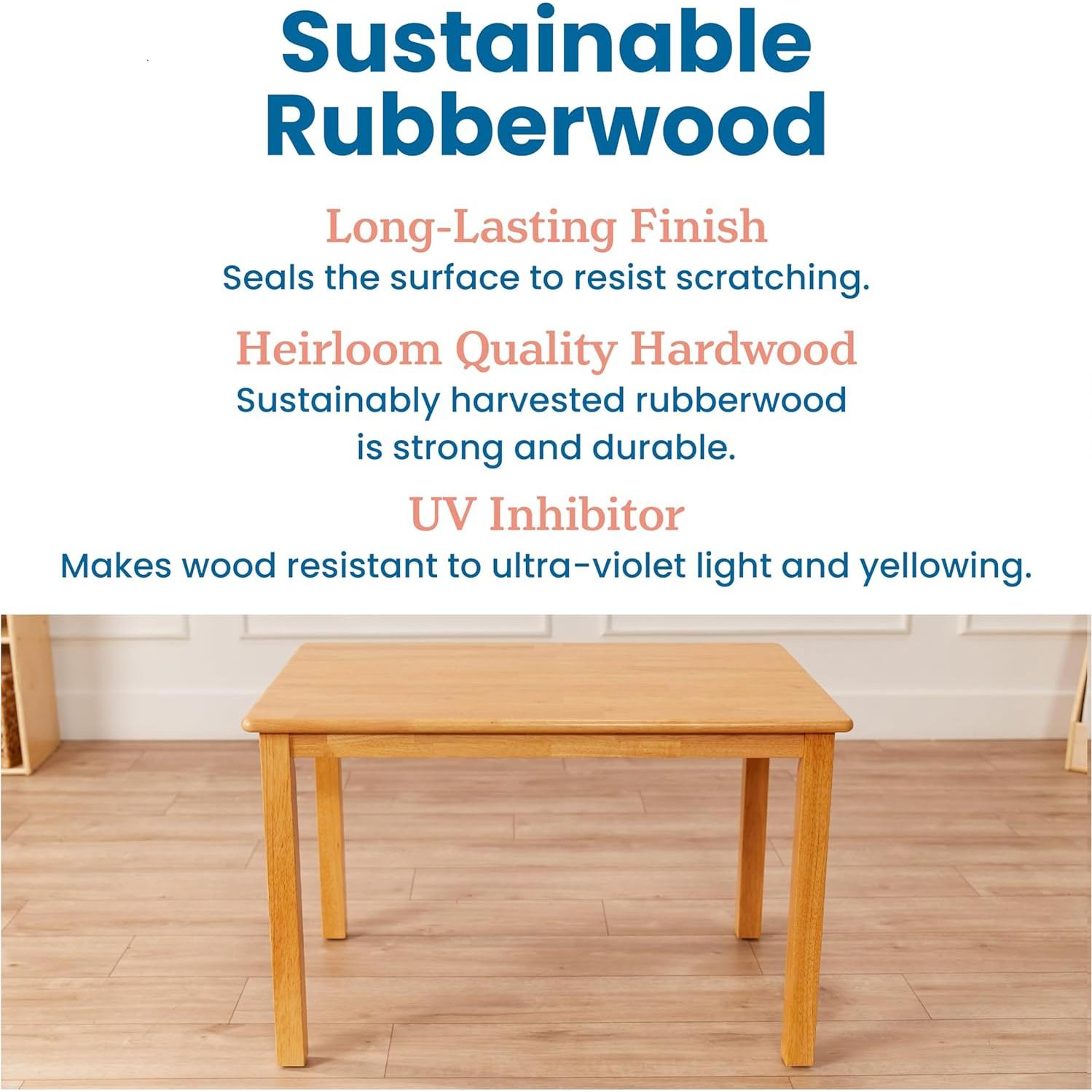 Mesa Rectangular de Madera Dura ECR4Kids 91x61cm Miel