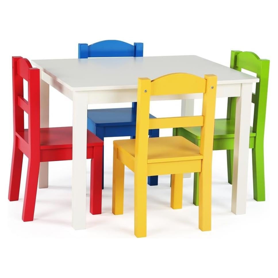 Conjunto de Mesa y 4 Sillas de Madera Humble Crew para Niños