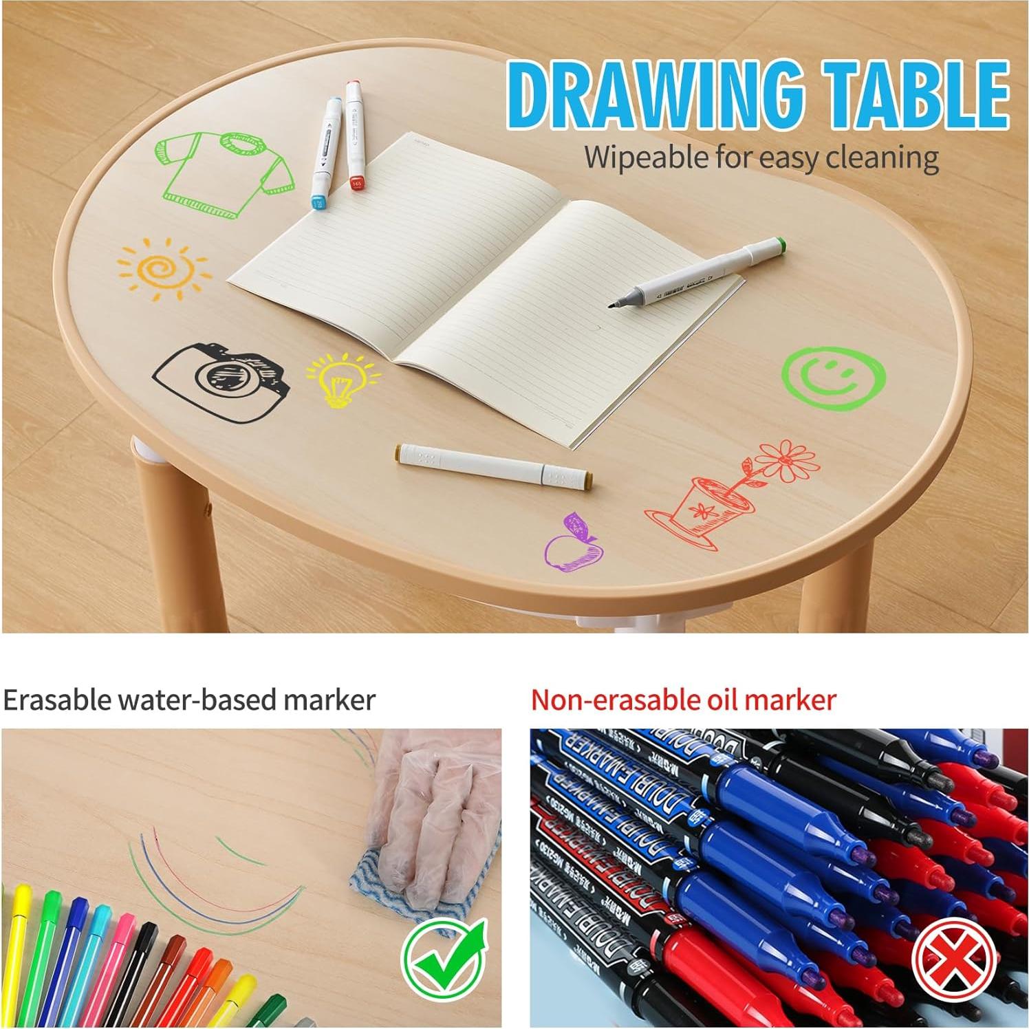 Juego de Mesa y Sillas Redondas UNICOO para Niños Ajustable