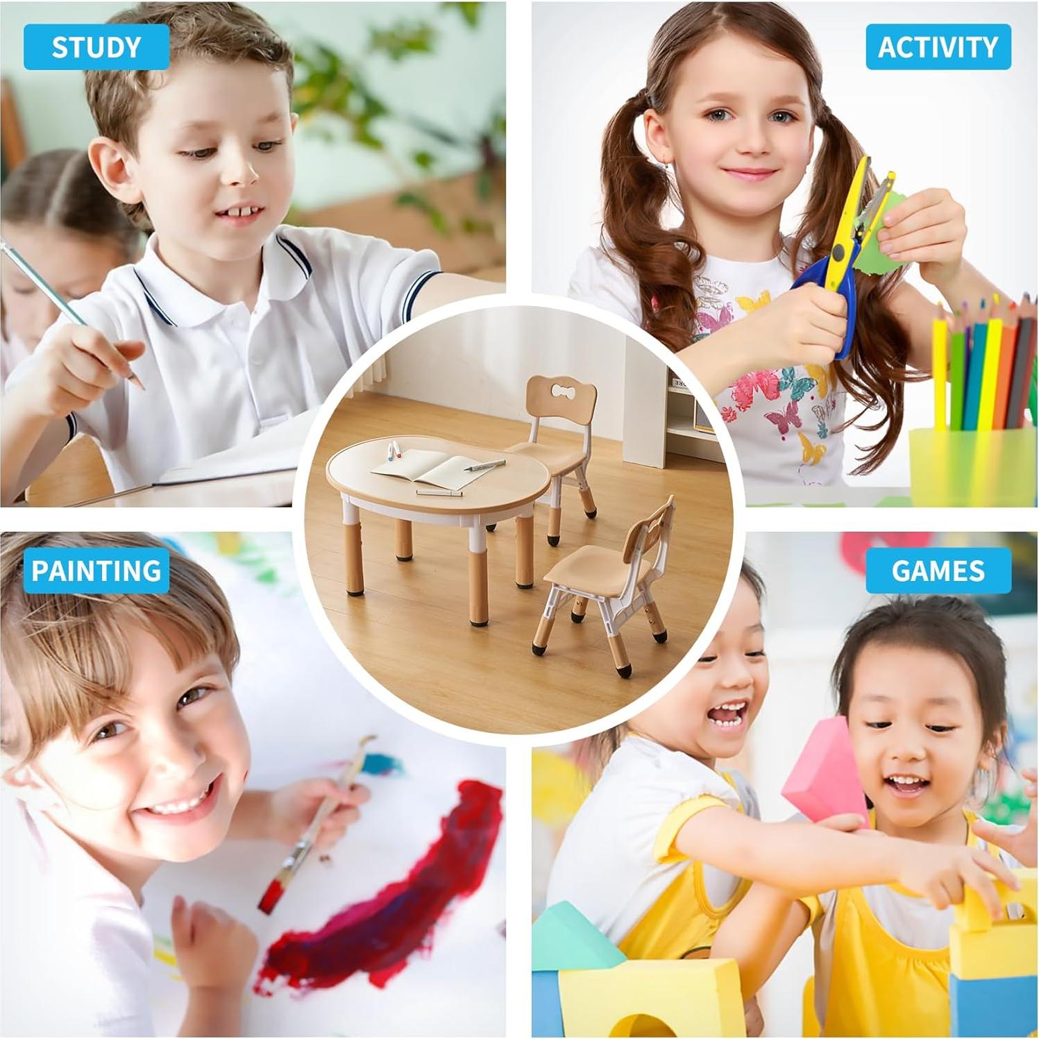 Juego de Mesa y Sillas Redondas UNICOO para Niños Ajustable