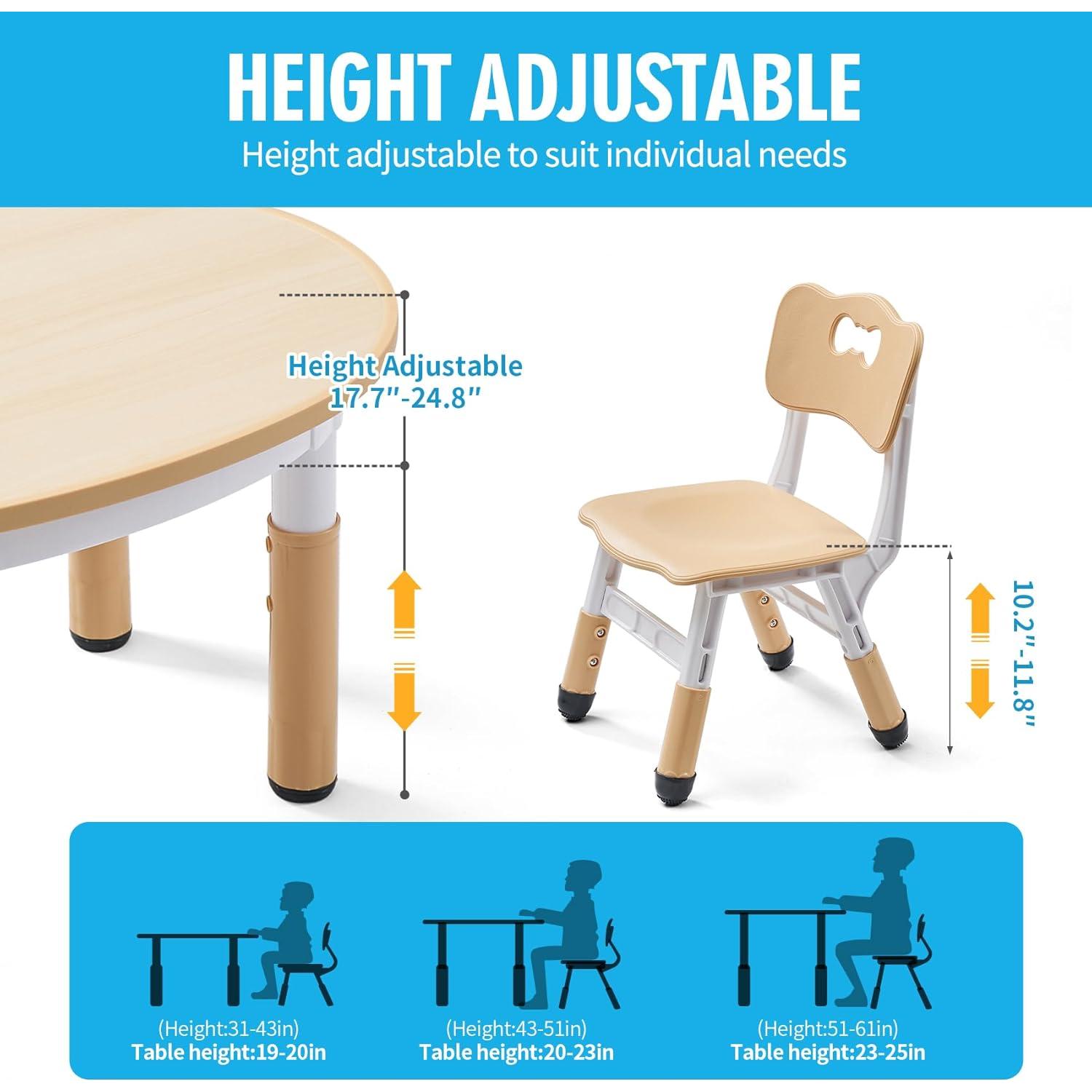 Juego de Mesa y Sillas Redondas UNICOO para Niños Ajustable
