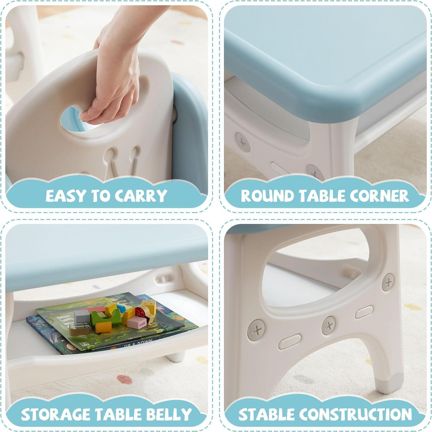 Juego de Mesa y Sillas para Niños Doreroom - Plástico Azul