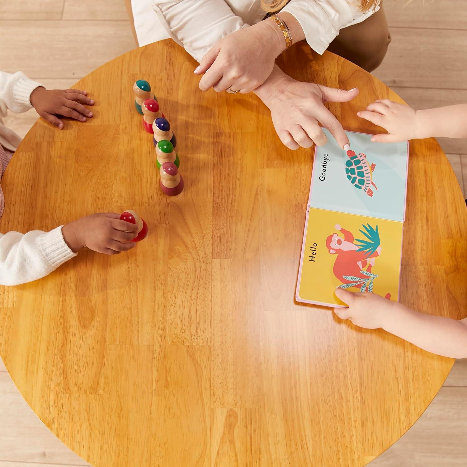 Mesa Redonda de Madera Dura ECR4Kids 76cm para Niños Miel