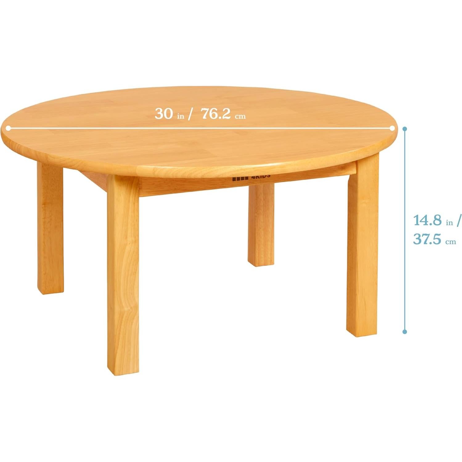 Mesa Redonda de Madera Dura ECR4Kids 76cm para Niños Miel