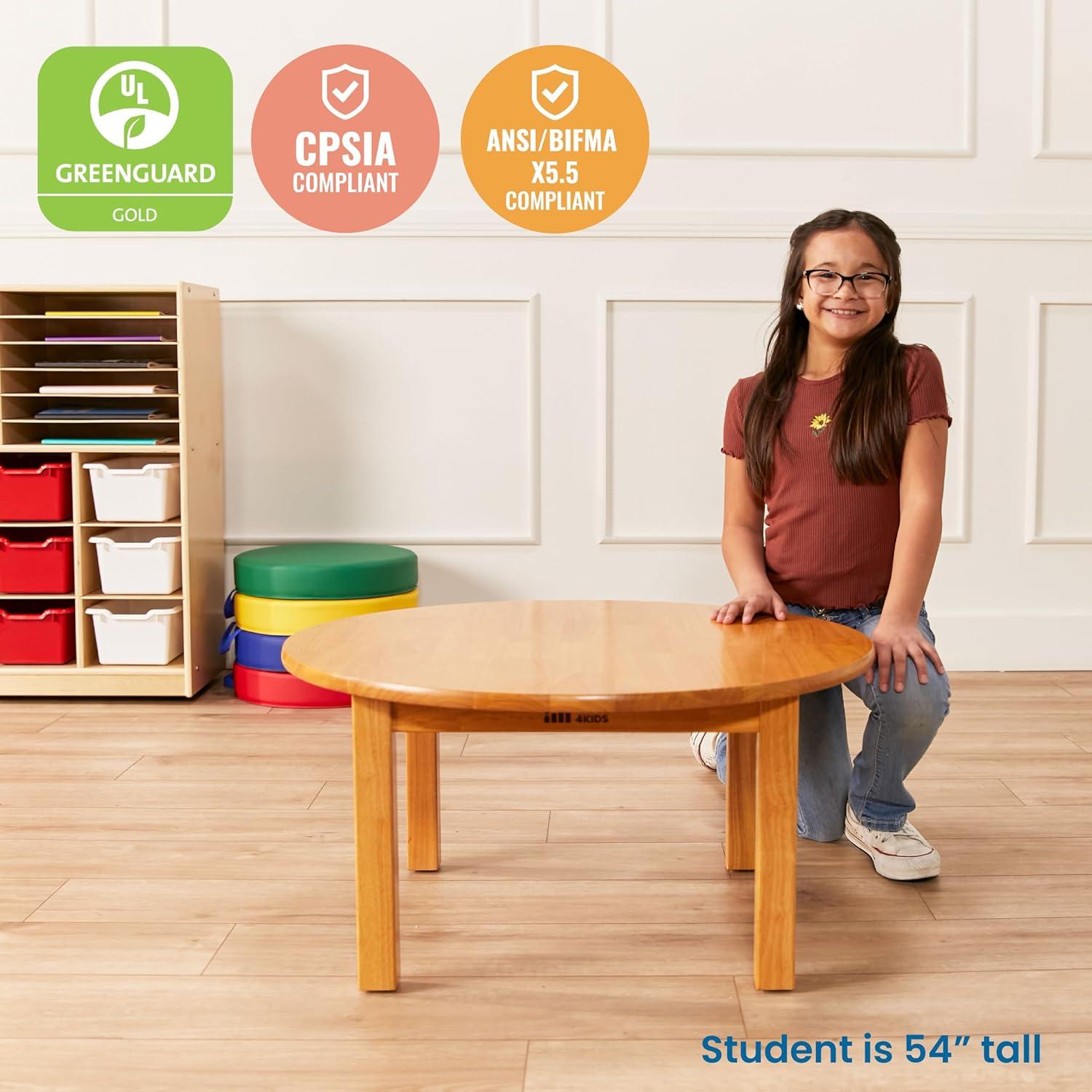 Mesa Redonda de Madera Dura ECR4Kids 76cm para Niños Miel