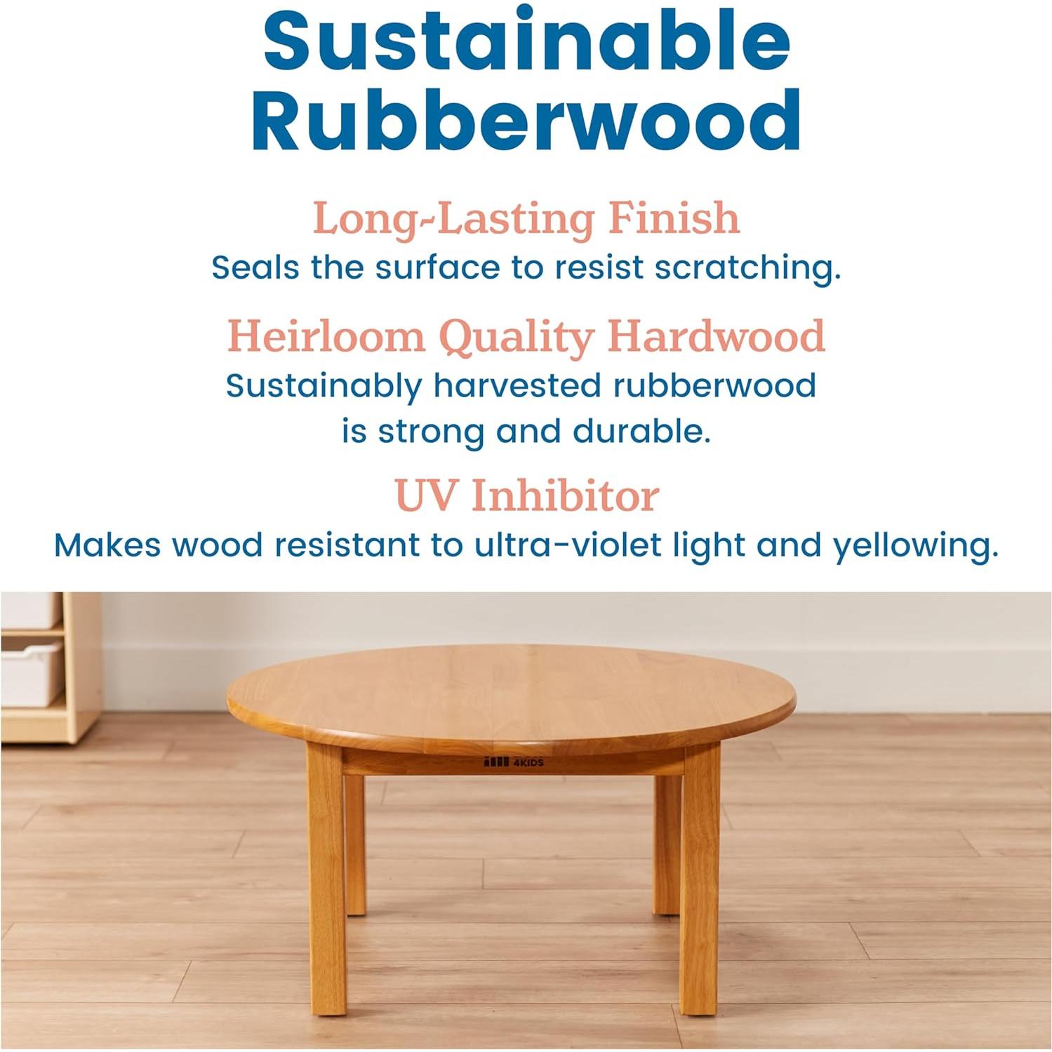 Mesa Redonda de Madera Dura ECR4Kids 76cm para Niños Miel