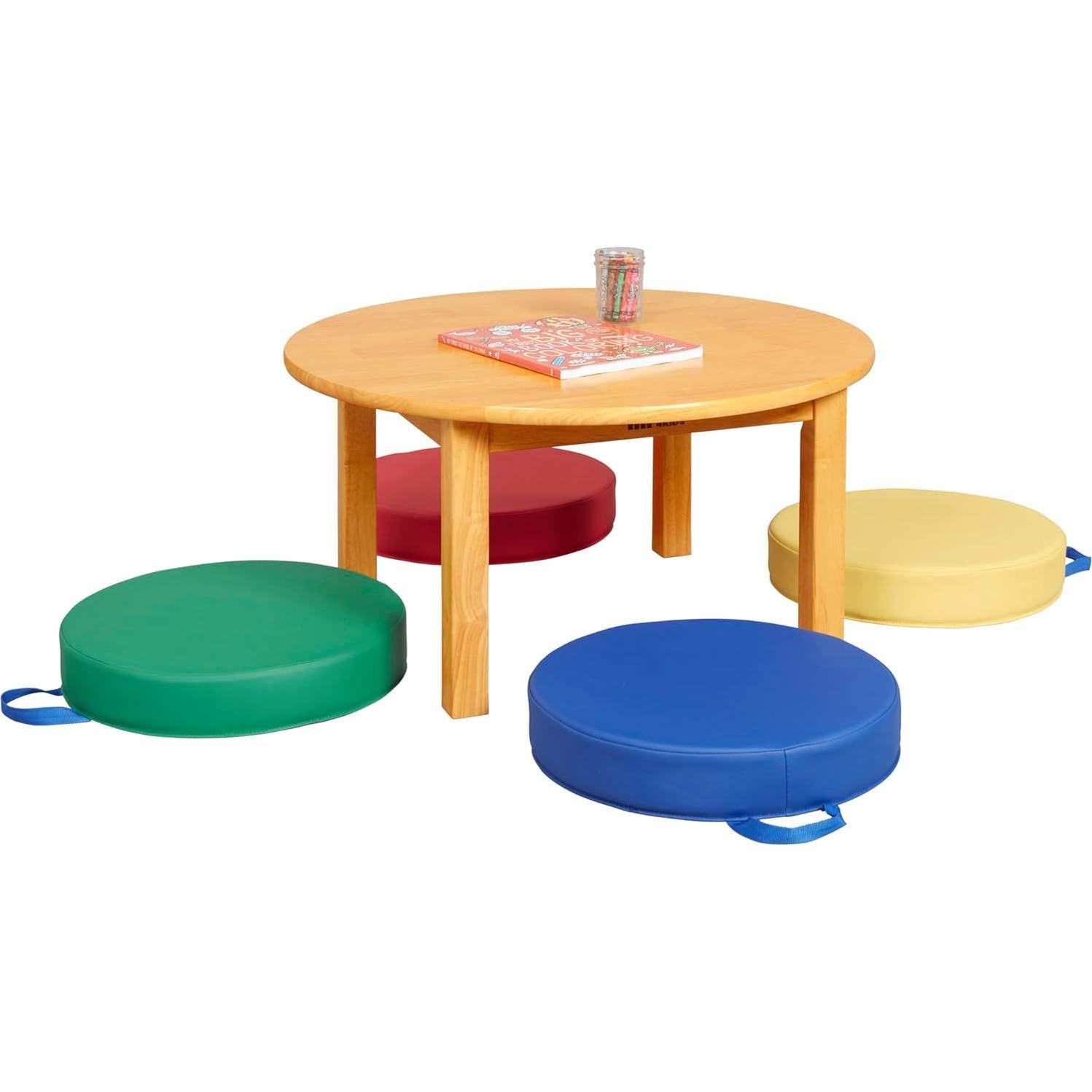 Mesa Redonda de Madera Dura ECR4Kids 76cm para Niños Miel