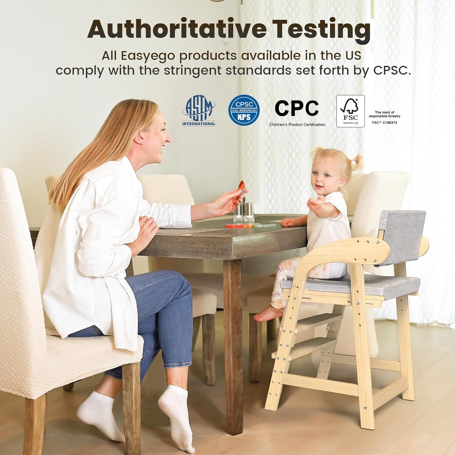 Silla Alta de Madera Easyego Ajustable para Niños 2-12 Años