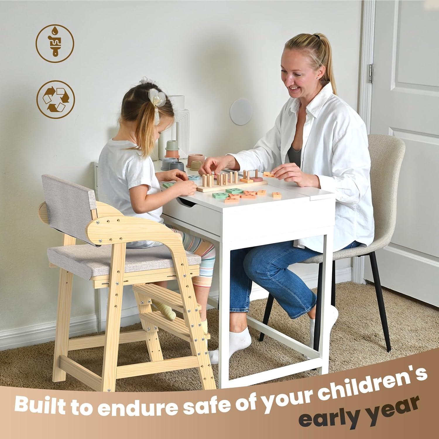 Silla Alta de Madera Easyego Ajustable para Niños 2-12 Años