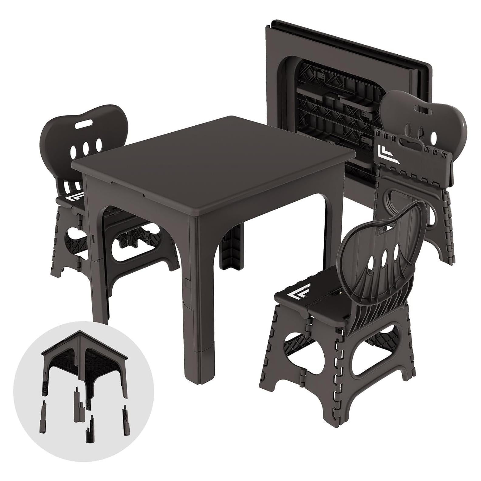 Conjunto de Mesa Plegable y Sillas Ajustables UNICOO - Espresso