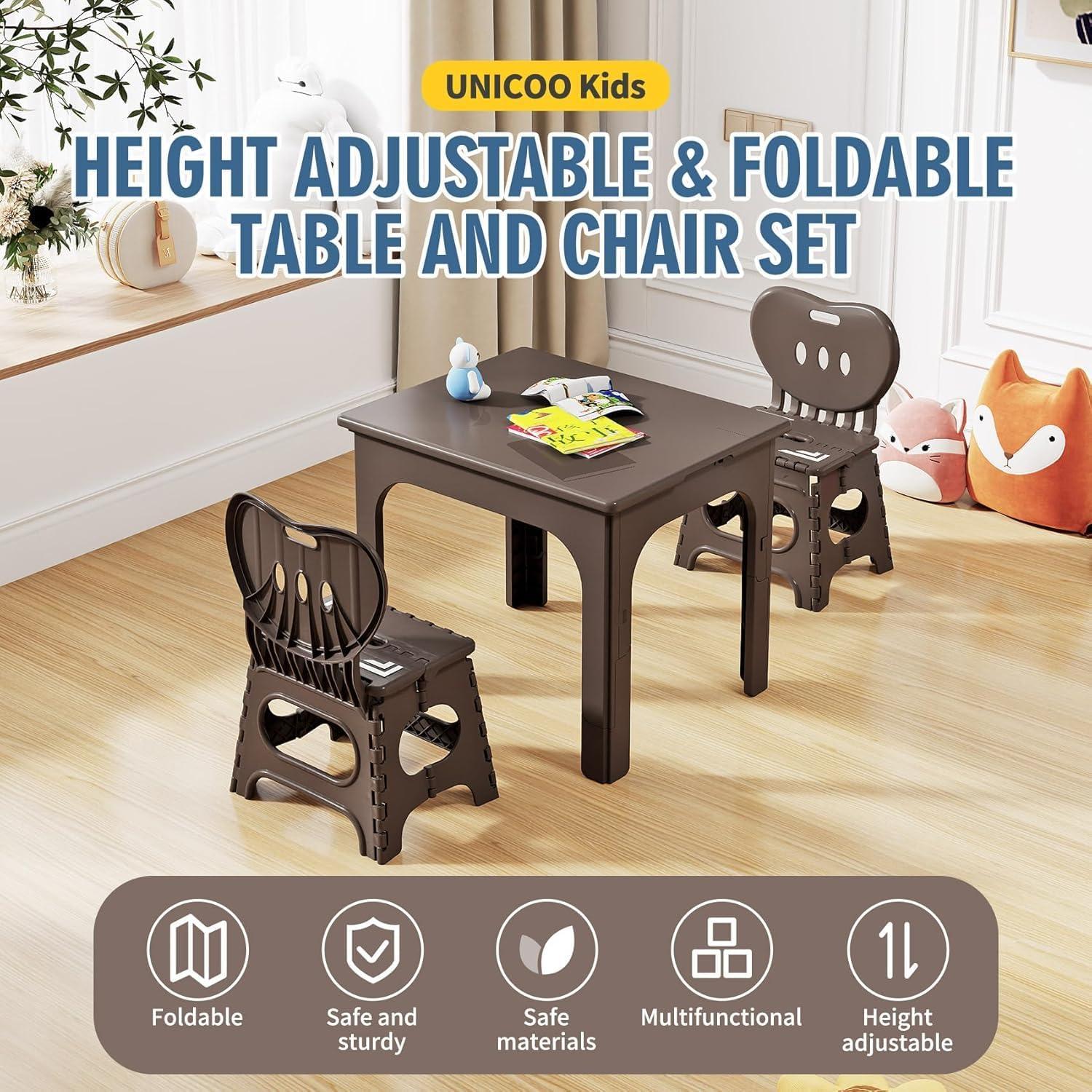 Conjunto de Mesa Plegable y Sillas Ajustables UNICOO - Espresso