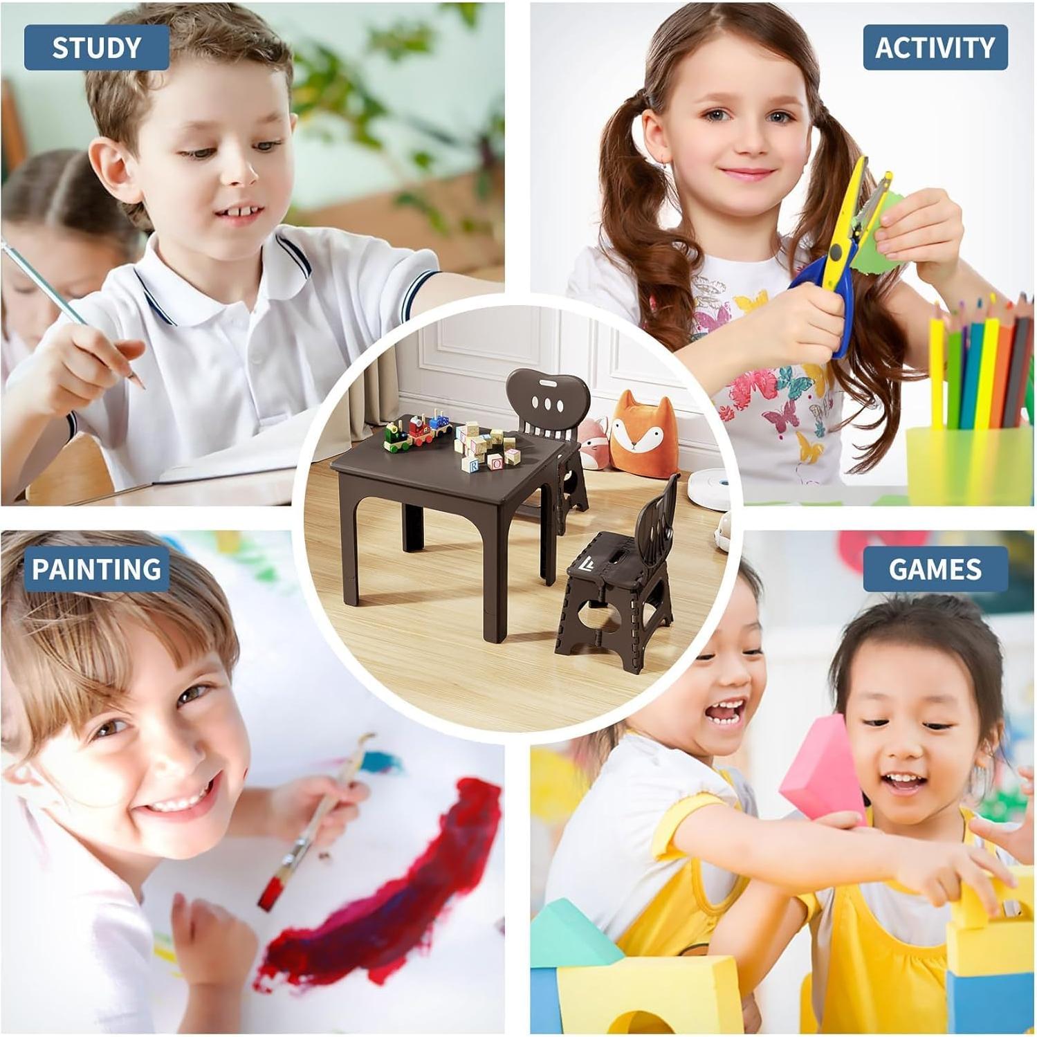 Conjunto de Mesa Plegable y Sillas Ajustables UNICOO - Espresso