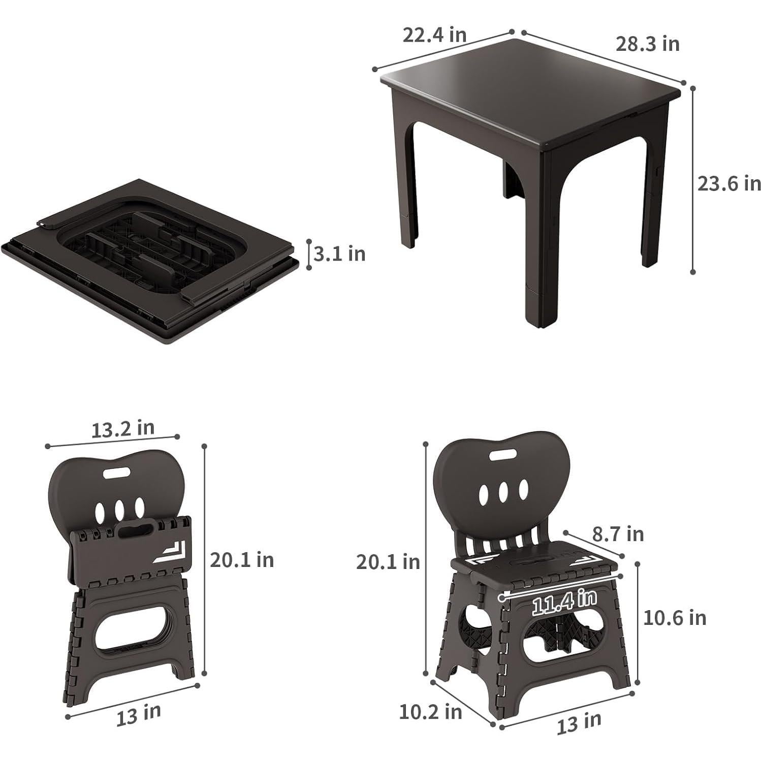 Conjunto de Mesa Plegable y Sillas Ajustables UNICOO - Espresso