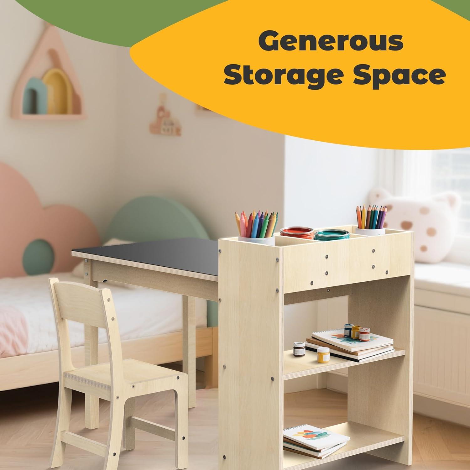 Conjunto Mesa y Silla para Niños de Madera de Haya - 82.5x58.4 cm