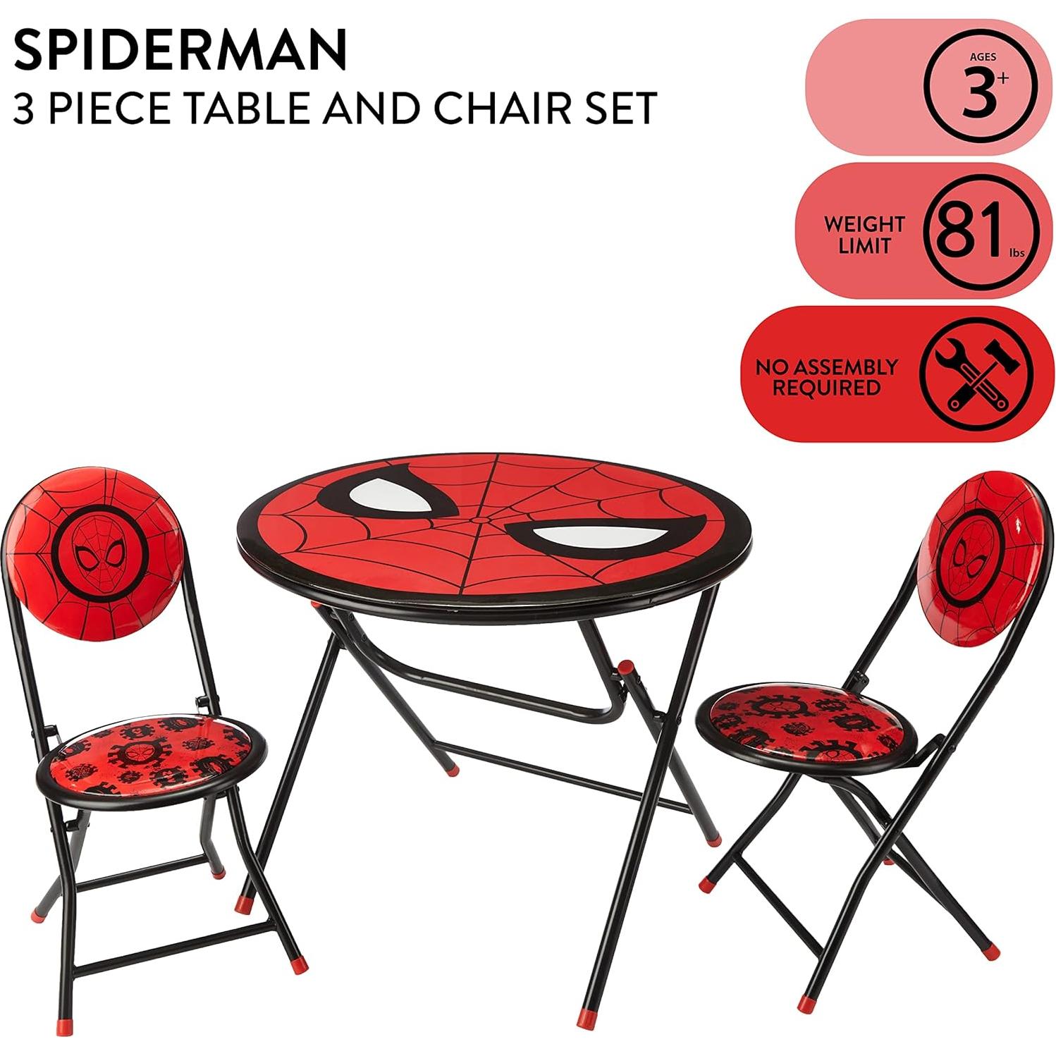 Conjunto Mesa y Sillas Plegable Spiderman 3 Piezas 60 cm