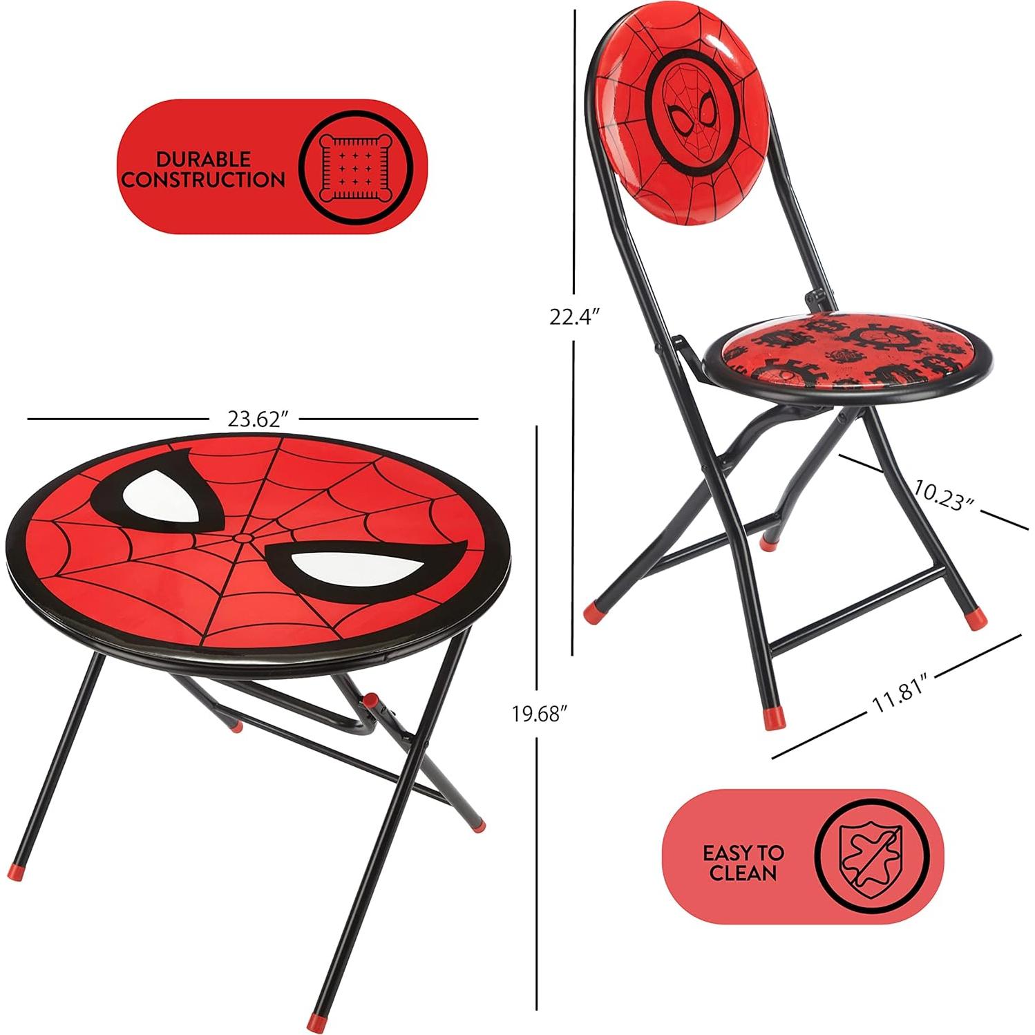 Conjunto Mesa y Sillas Plegable Spiderman 3 Piezas 60 cm