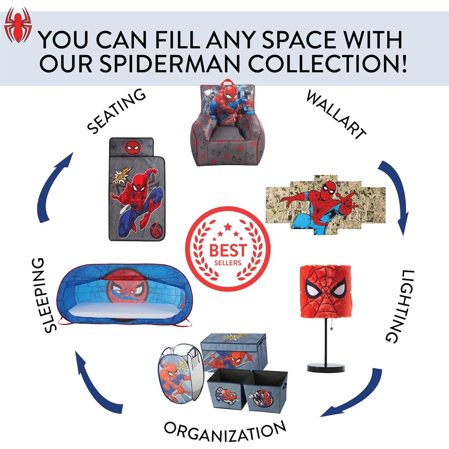 Conjunto Mesa y Sillas Plegable Spiderman 3 Piezas 60 cm