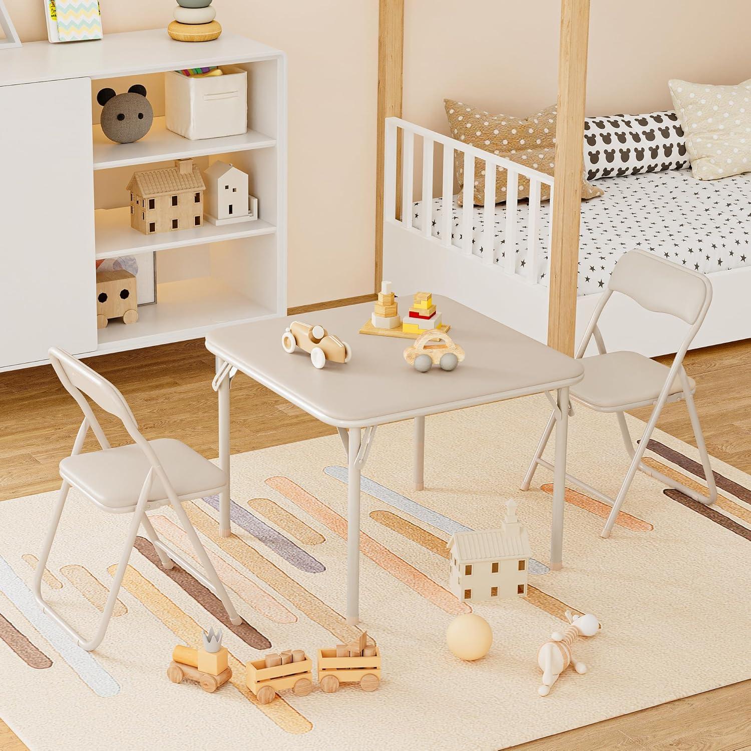 Conjunto de Mesa y Sillas Plegables GAOMON para Niños Beige