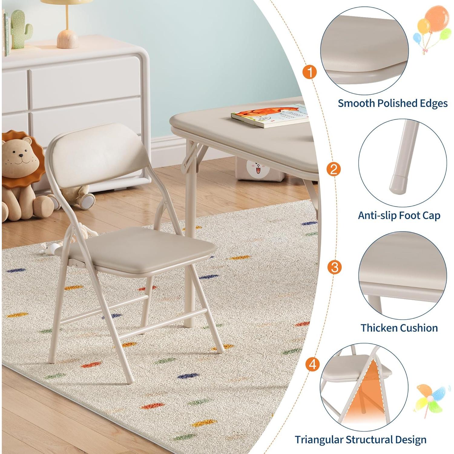 Juego de Mesa y Sillas Plegables GarveeHome 3 Piezas Beige