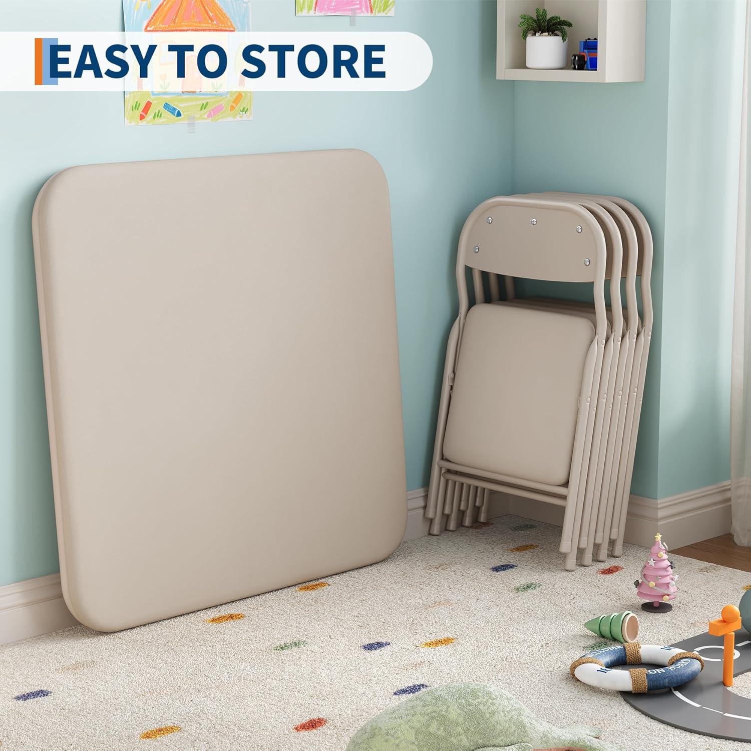 Juego de Mesa y Sillas Plegables GarveeHome 3 Piezas Beige