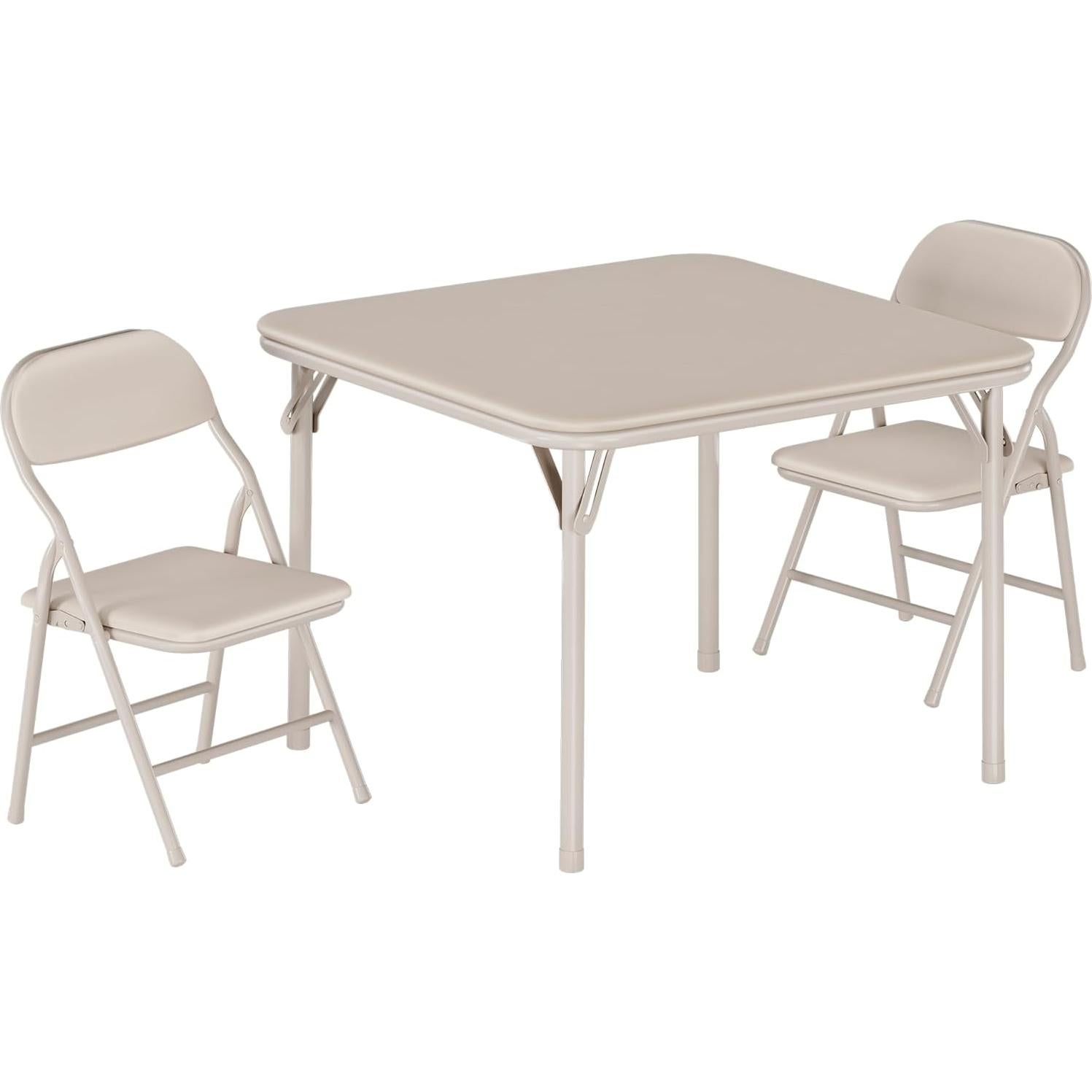 Juego de Mesa y Sillas Plegables GarveeHome 3 Piezas Beige