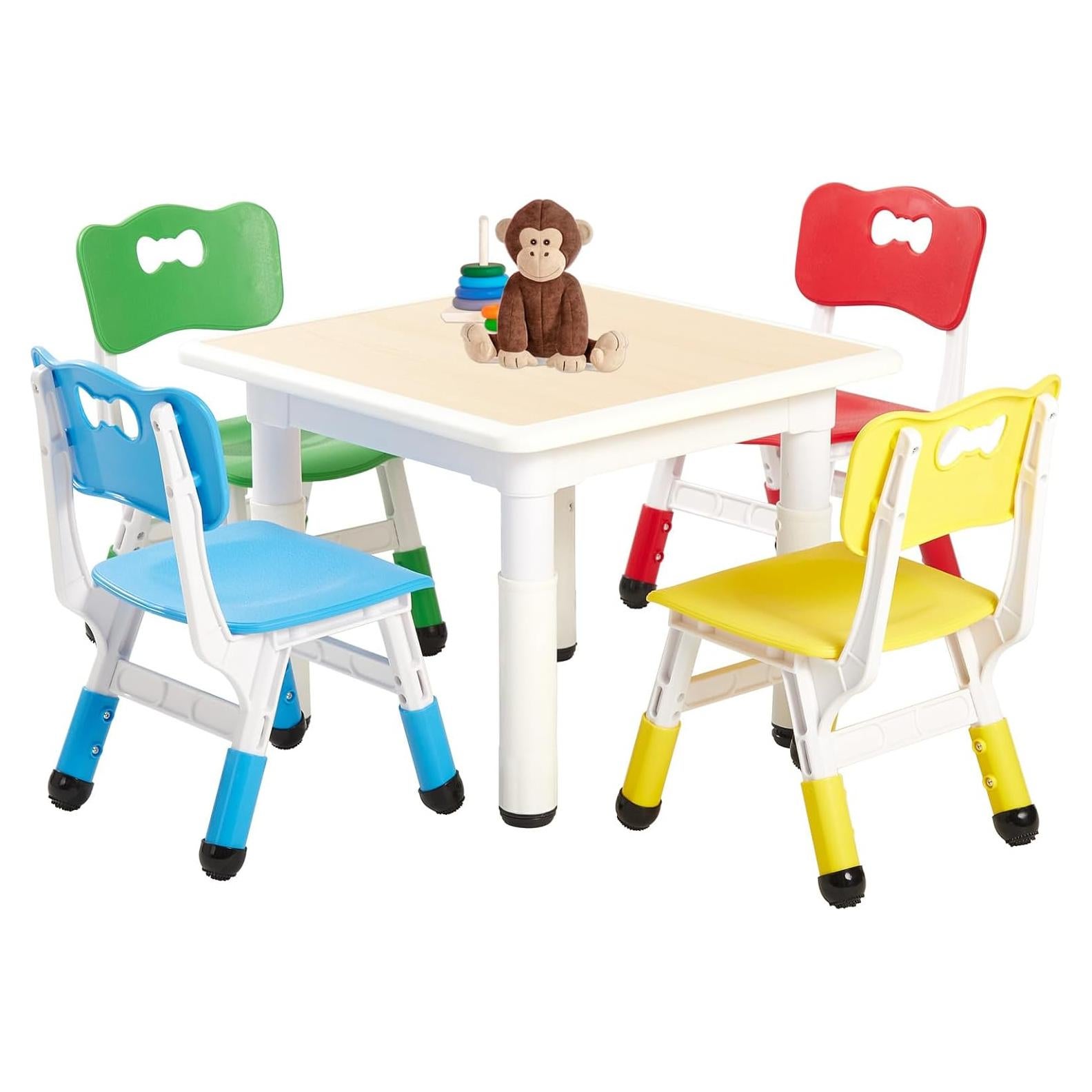 Conjunto de Mesa y 4 Sillas FUNLIO Ajustables para Niños