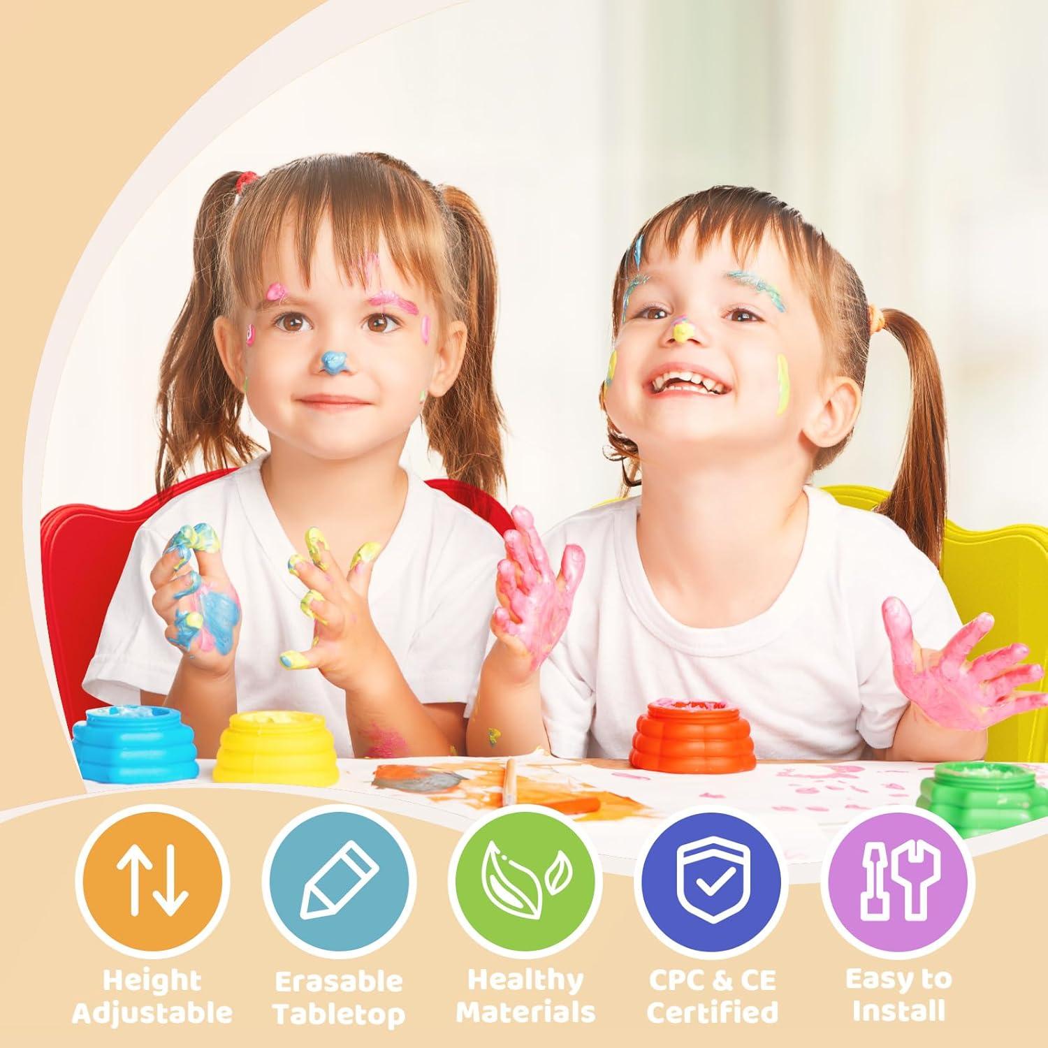 Conjunto de Mesa y 4 Sillas FUNLIO Ajustables para Niños