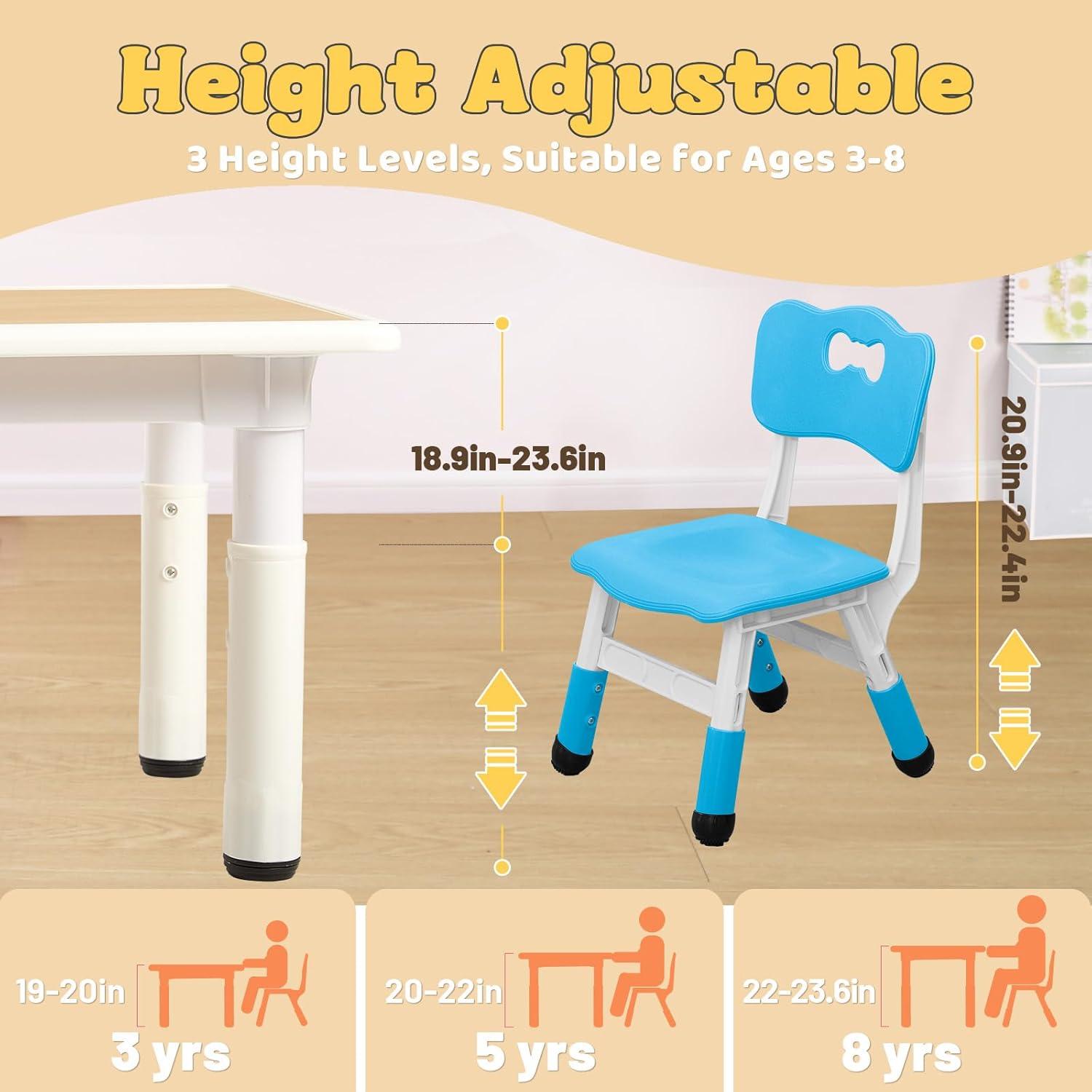 Conjunto de Mesa y 4 Sillas FUNLIO Ajustables para Niños