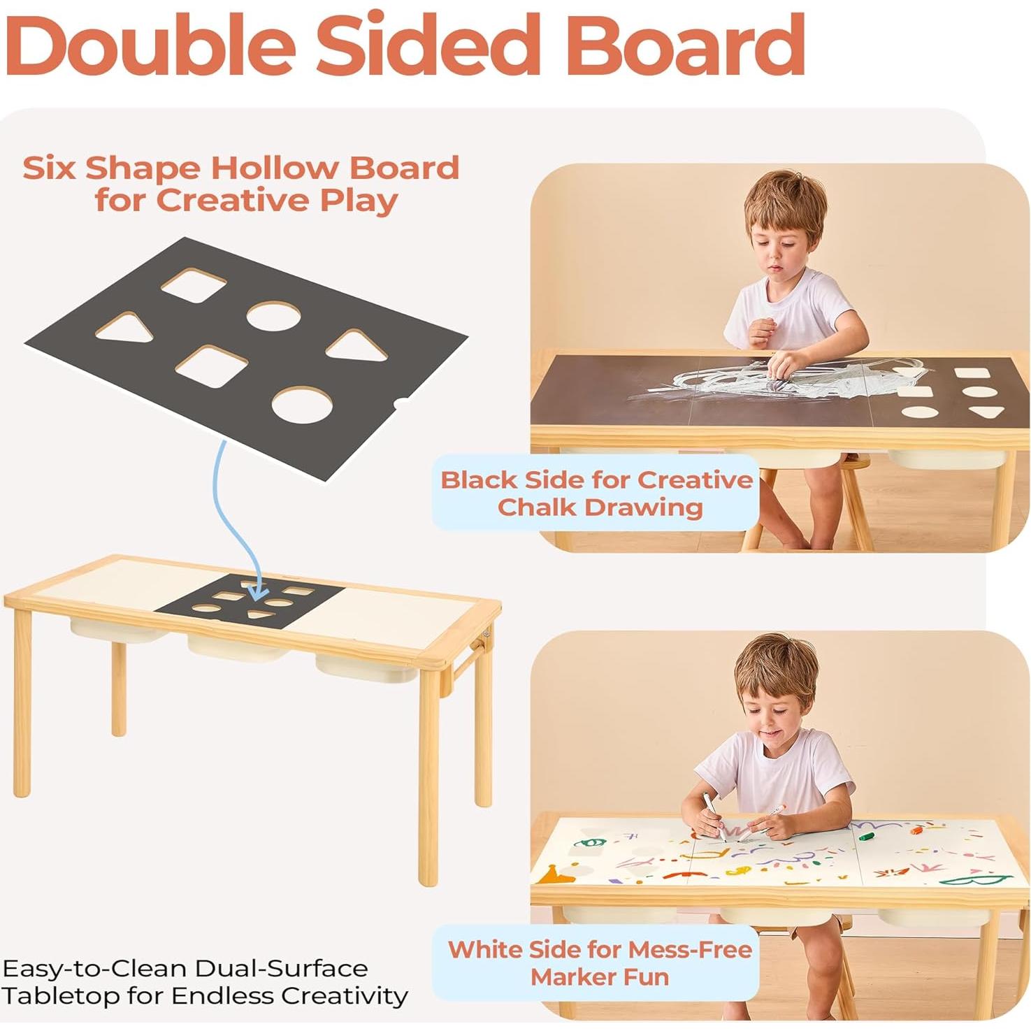 Mesa Sensorial de Madera Bateso TAST3BN_T con 3 Contenedores