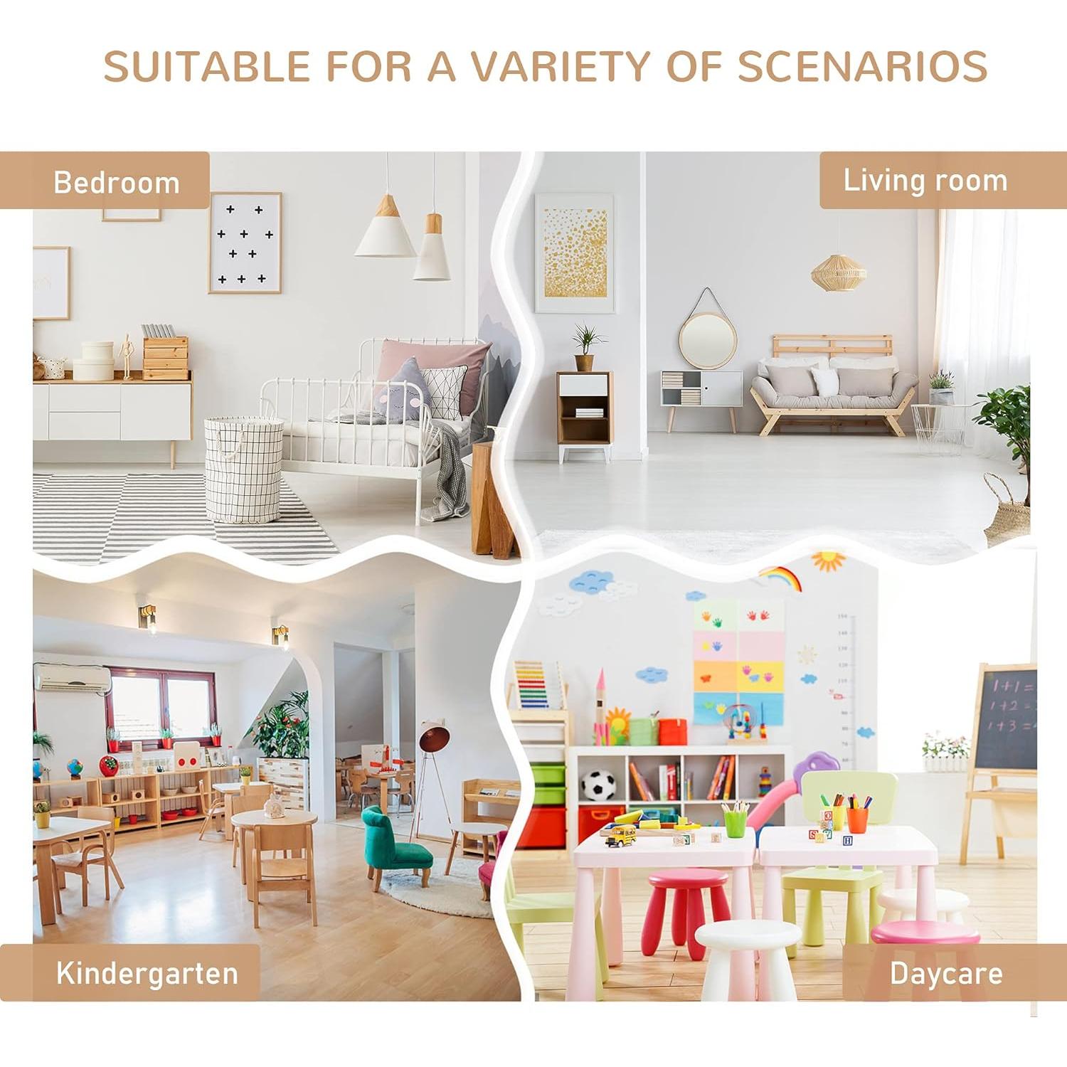 Conjunto de Mesa y Sillas para Niños Qaba 4 Piezas Madera Natural