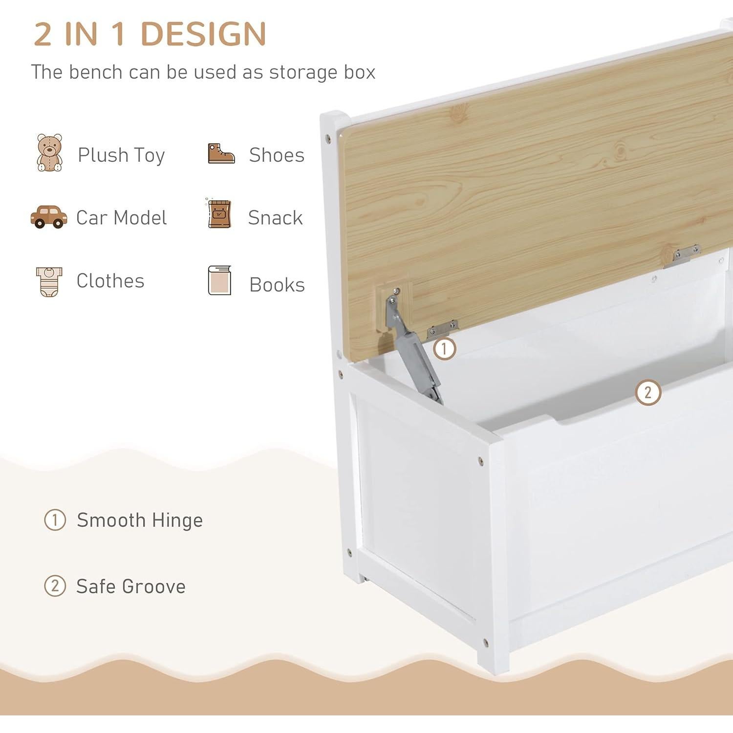 Conjunto de Mesa y Sillas para Niños Qaba 4 Piezas Madera Natural