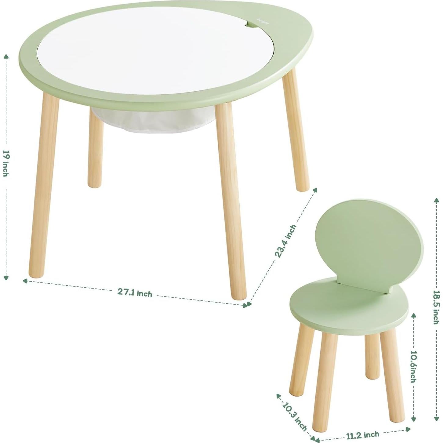 Conjunto de Mesa y Sillas para Niños Beright Verde, Madera