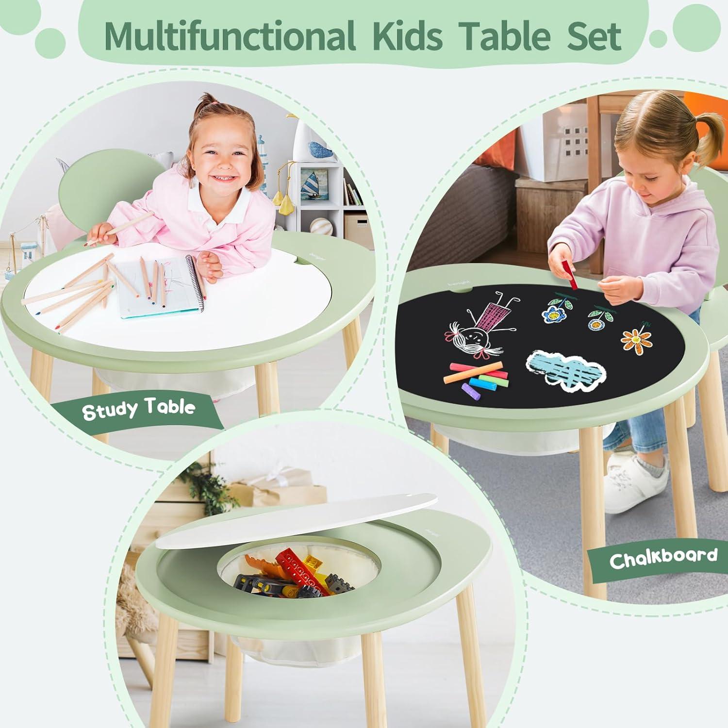 Conjunto de Mesa y Sillas para Niños Beright Verde, Madera