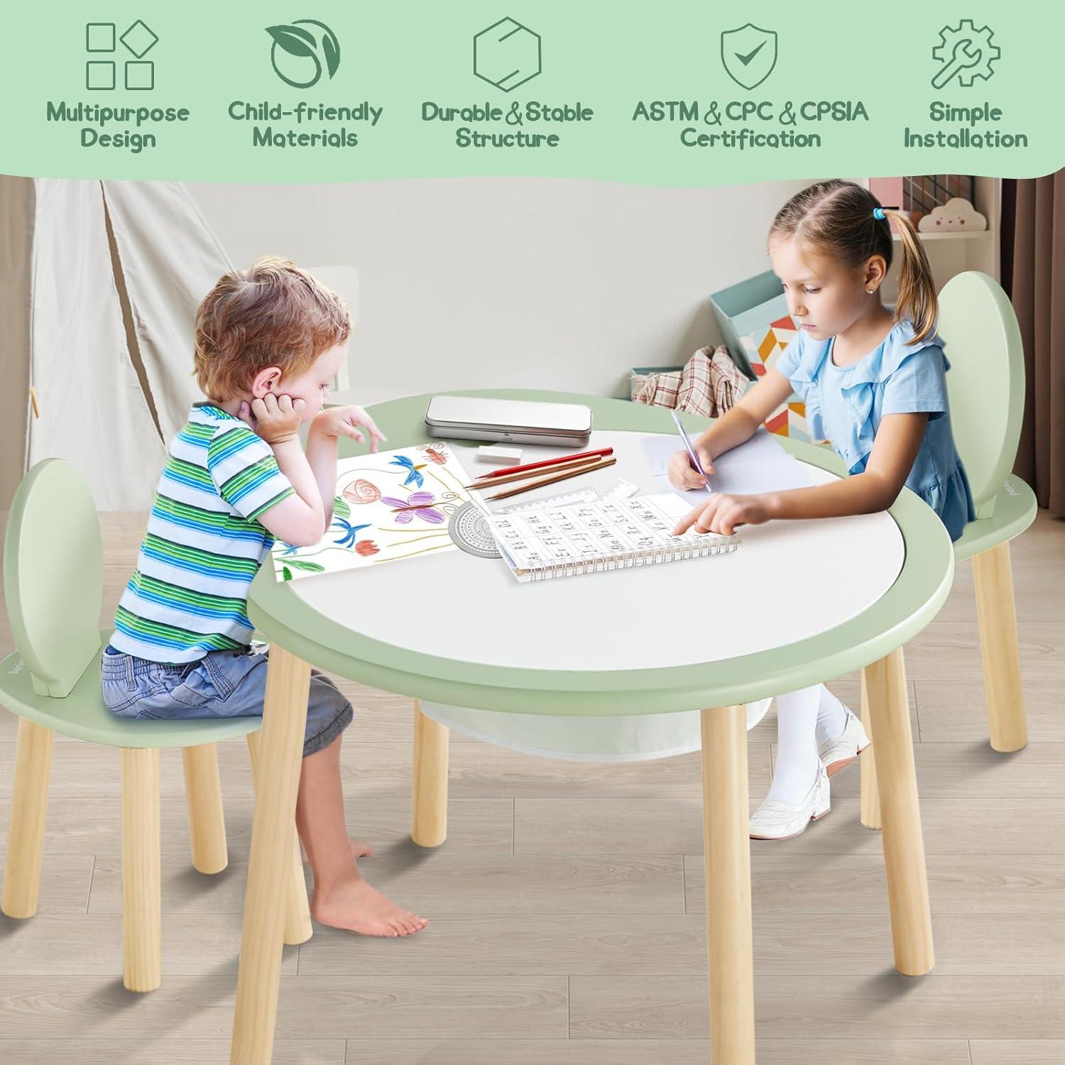 Conjunto de Mesa y Sillas para Niños Beright Verde, Madera