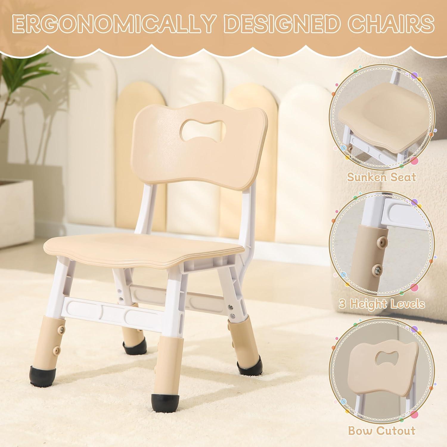 Mesa y Sillas Ajustables para Niños Grano de Madera 80x60 cm