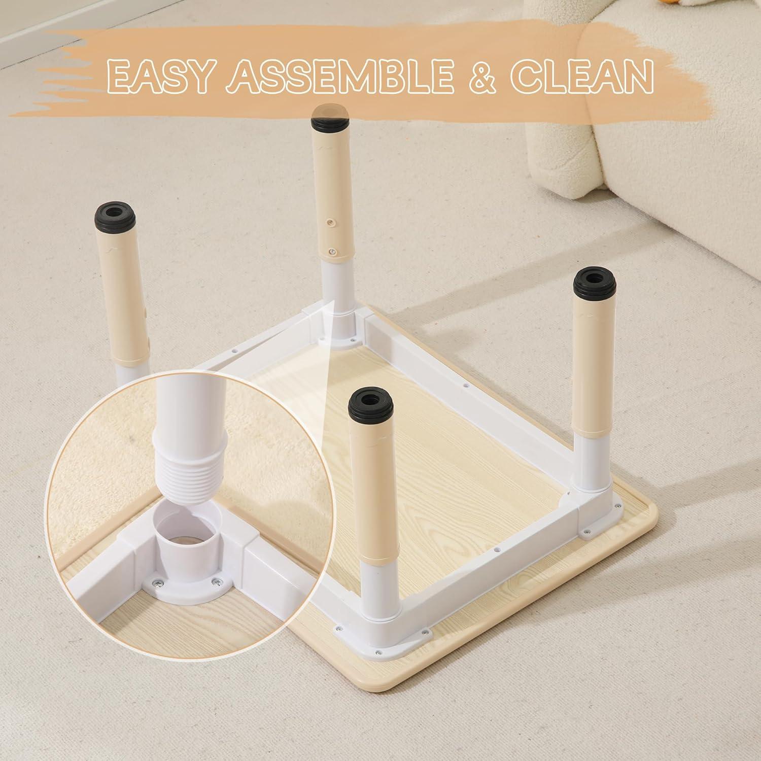 Mesa y Sillas Ajustables para Niños Grano de Madera 80x60 cm