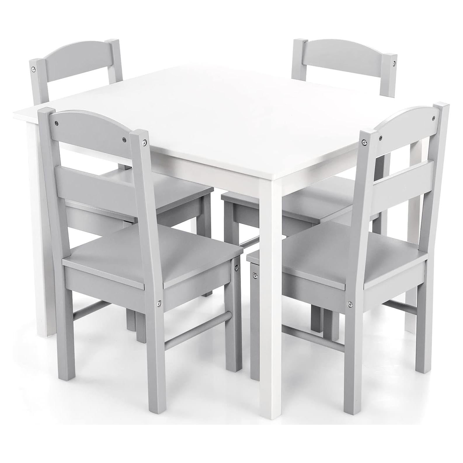 Conjunto de Mesa y Sillas para Niños Costzon, 5 Piezas Madera