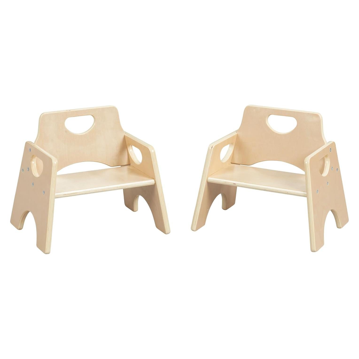 Silla de Madera Apilable ECR4Kids para Niños Natural - Paquete de 2
