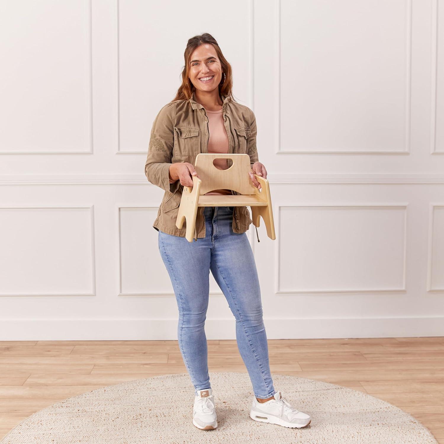 Silla de Madera Apilable ECR4Kids para Niños Natural - Paquete de 2