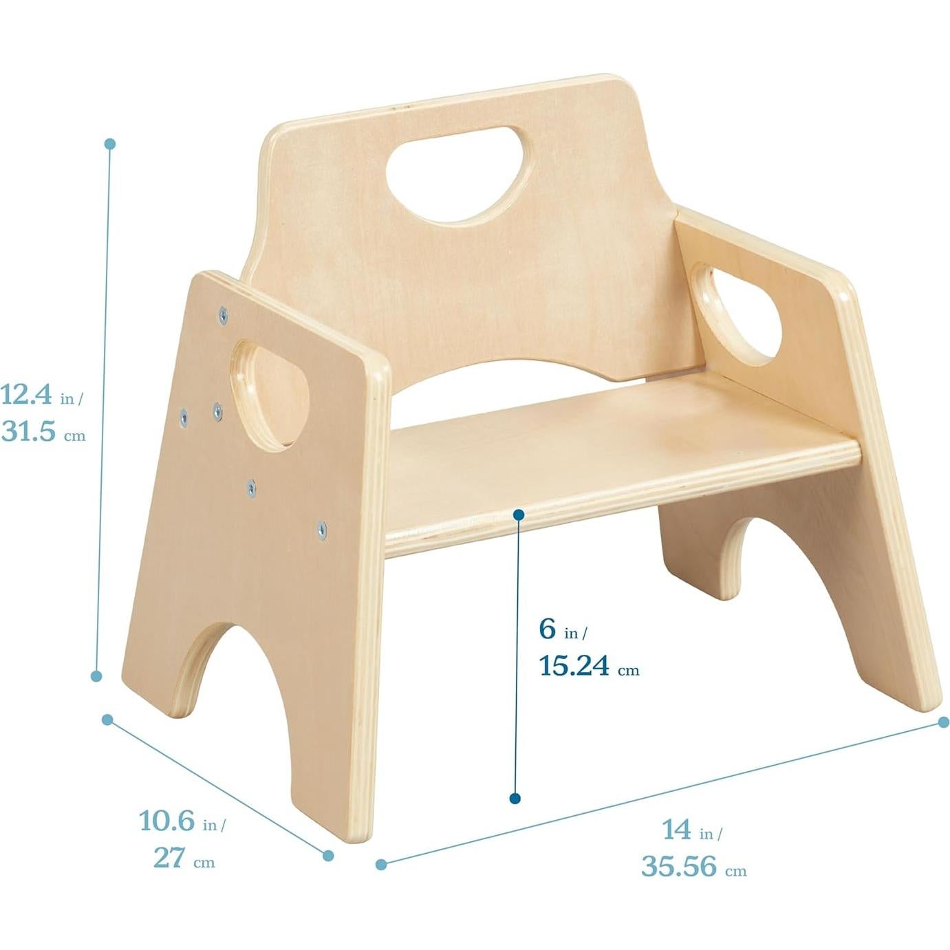 Silla de Madera Apilable ECR4Kids para Niños Natural - Paquete de 2