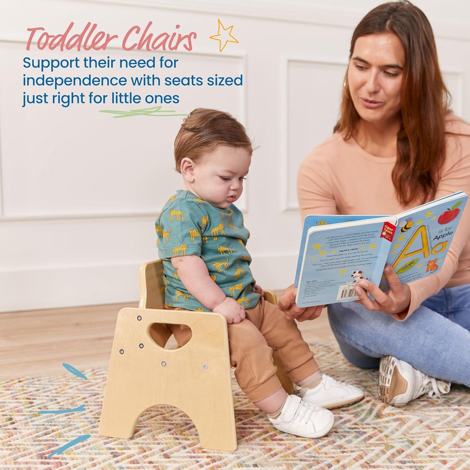 Silla de Madera Apilable ECR4Kids para Niños Natural - Paquete de 2