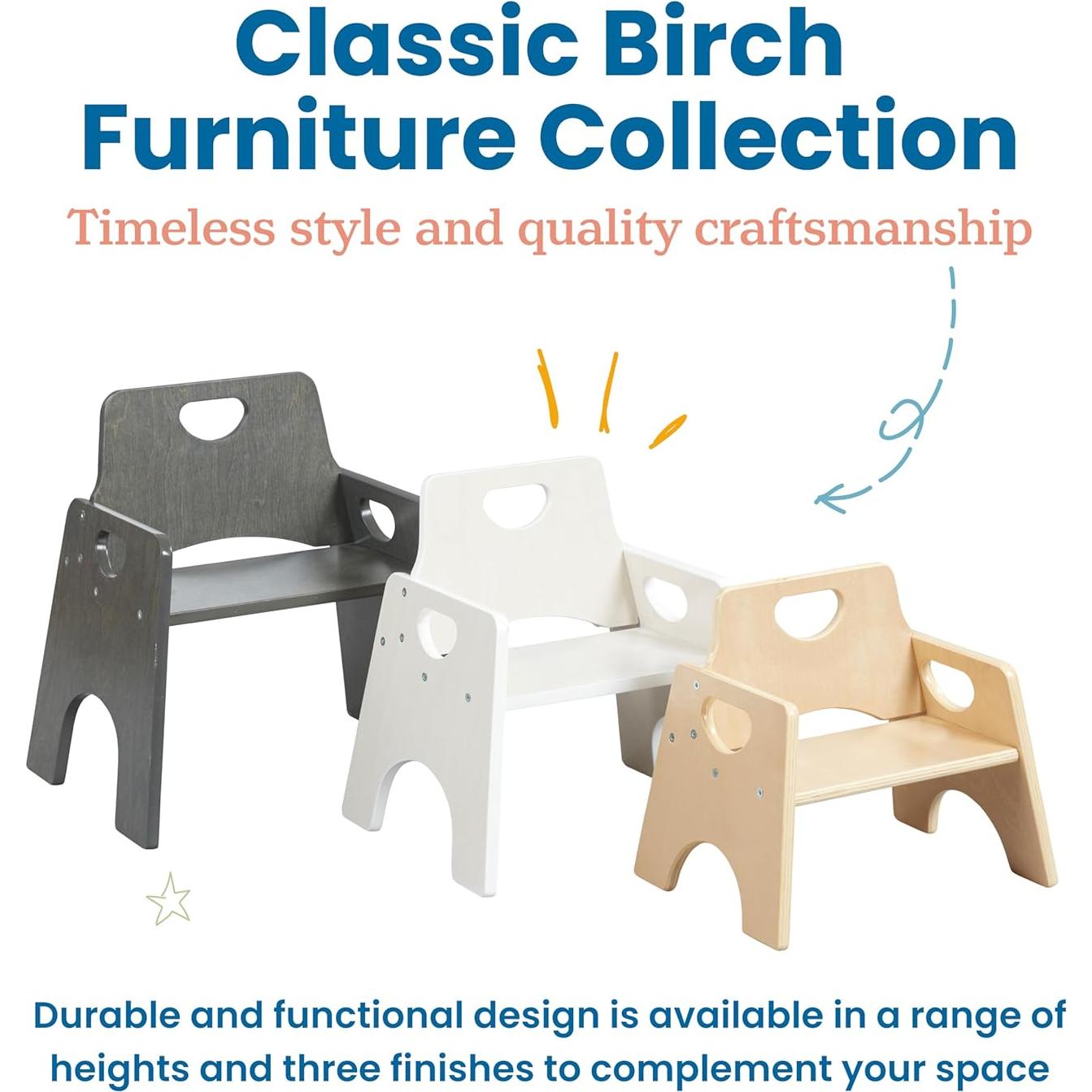 Silla de Madera Apilable ECR4Kids para Niños Natural - Paquete de 2