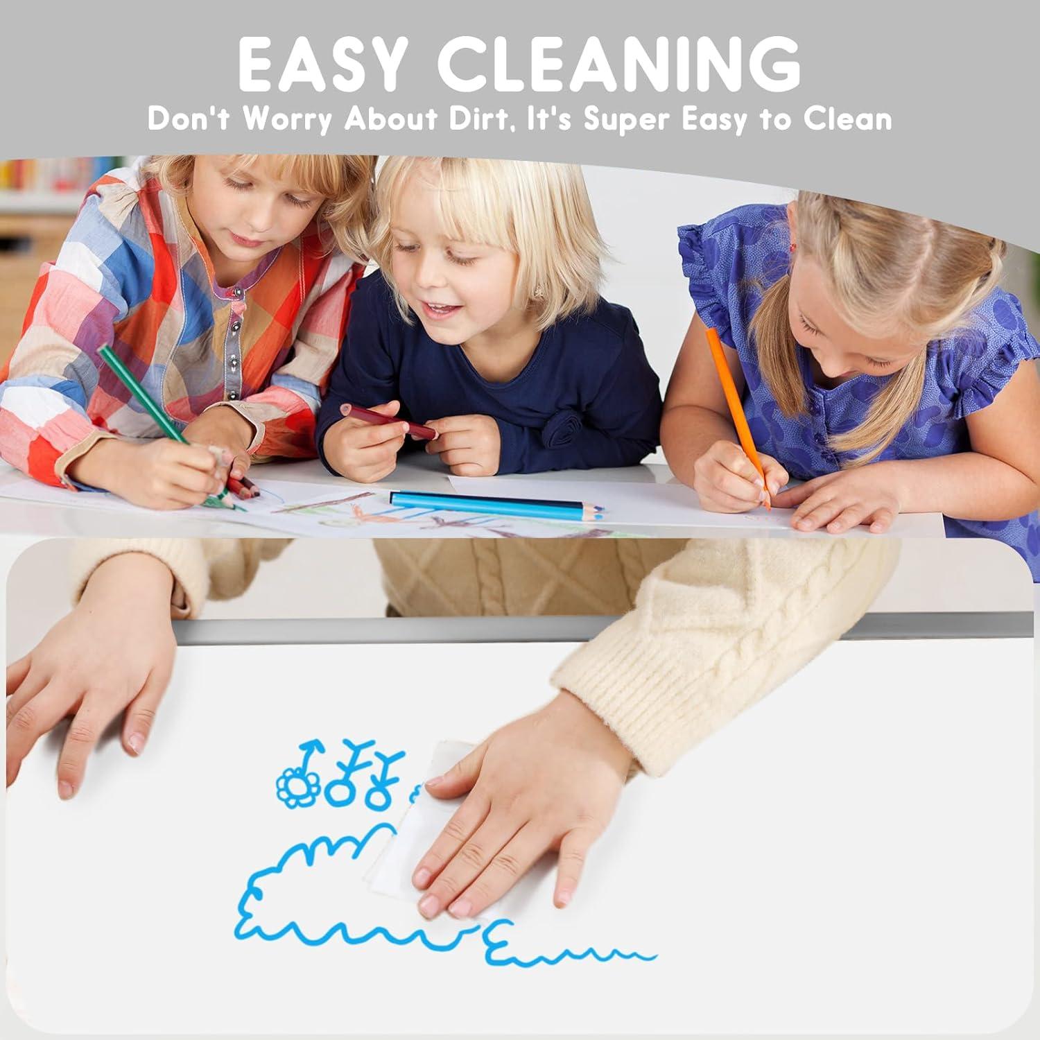 Conjunto de Mesa y Sillas para Niños JIAOQIU Ajustable 120x60cm