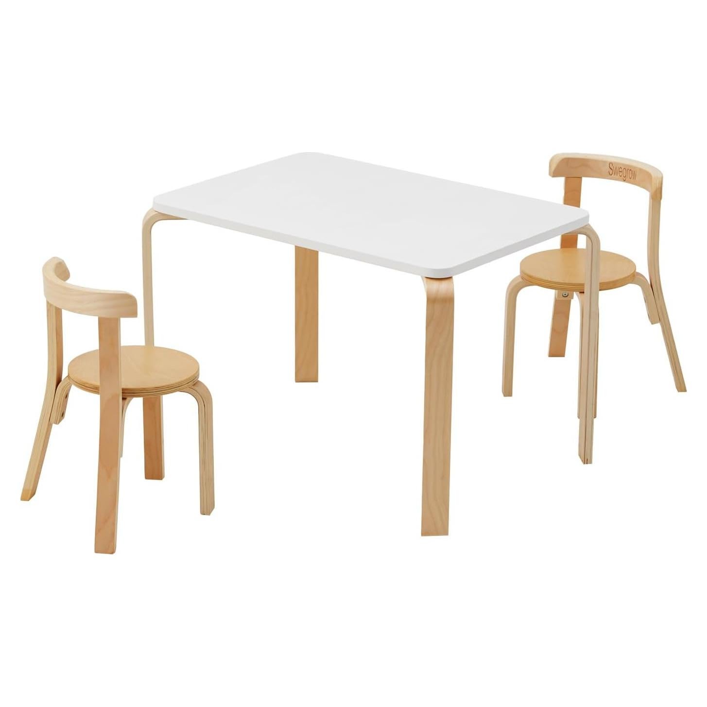 Conjunto de Mesa y 2 Sillas Swegrow para Niños de Madera