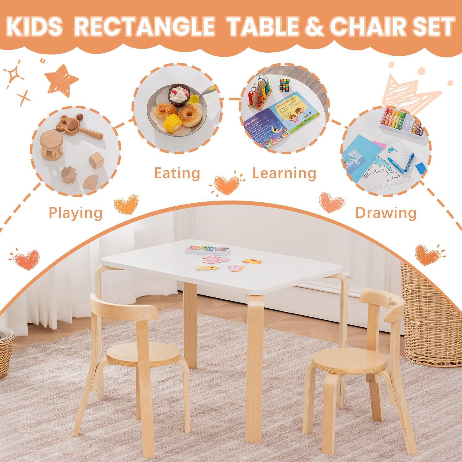 Conjunto de Mesa y 2 Sillas Swegrow para Niños de Madera