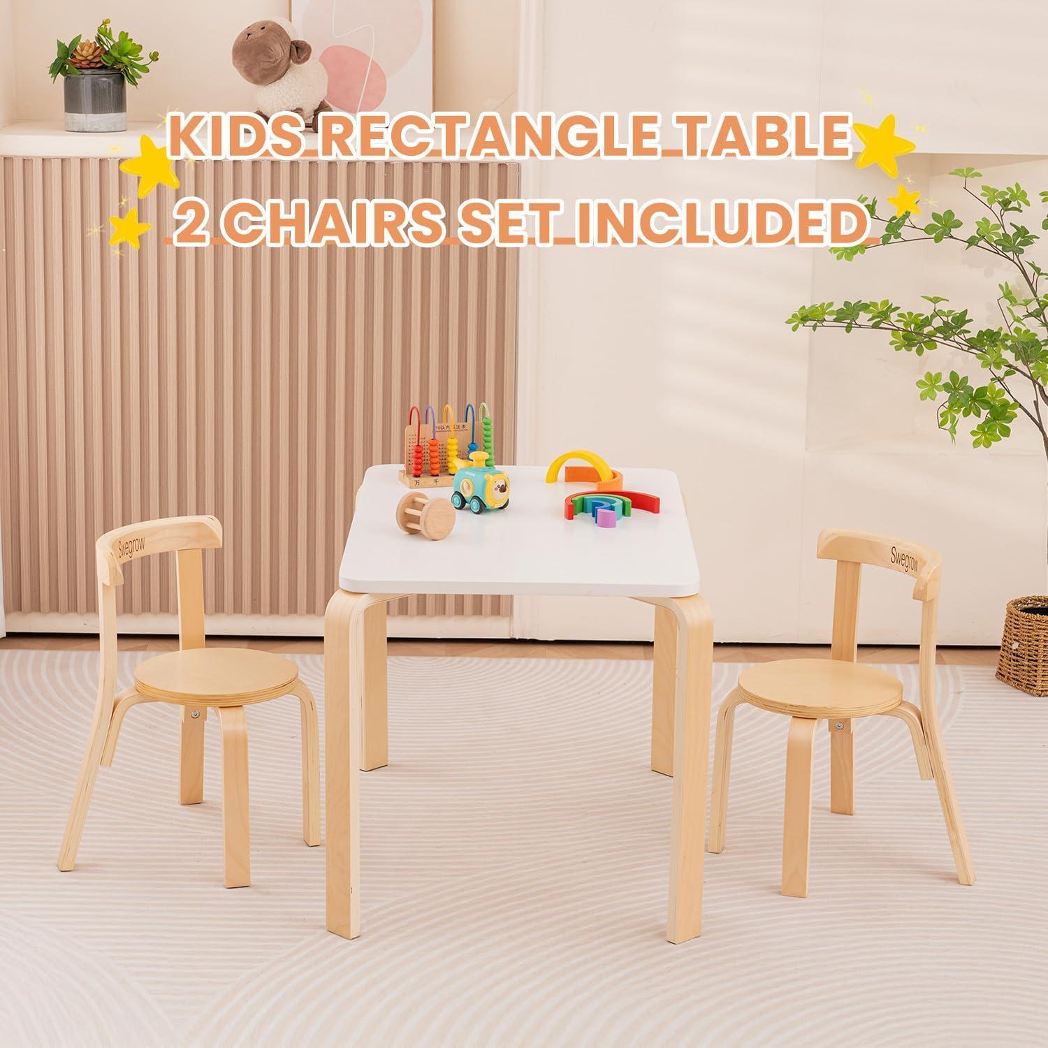 Conjunto de Mesa y 2 Sillas Swegrow para Niños de Madera