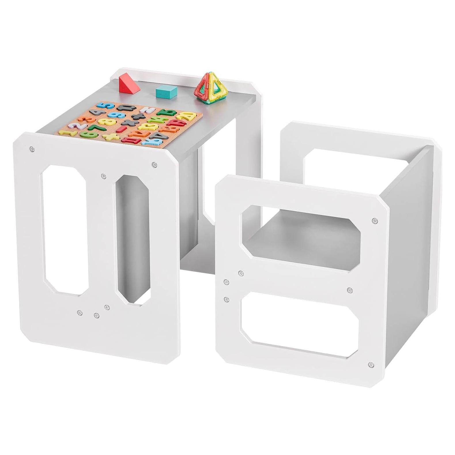 Conjunto de Mesa y Sillas para Niños Cozivolife Gris y Blanco
