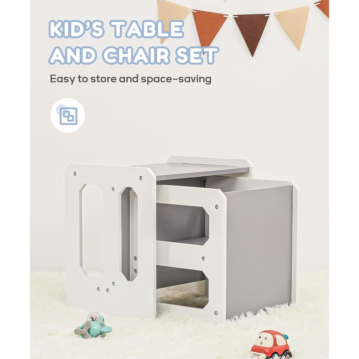 Conjunto de Mesa y Sillas para Niños Cozivolife Gris y Blanco