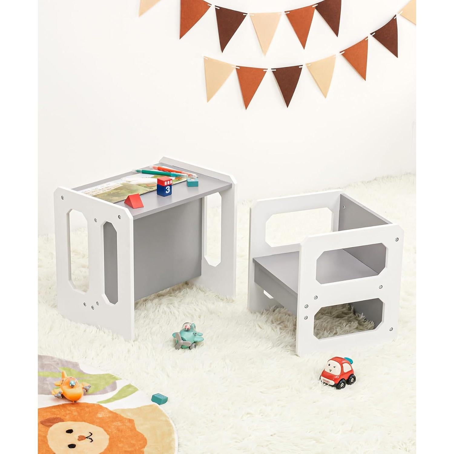 Conjunto de Mesa y Sillas para Niños Cozivolife Gris y Blanco