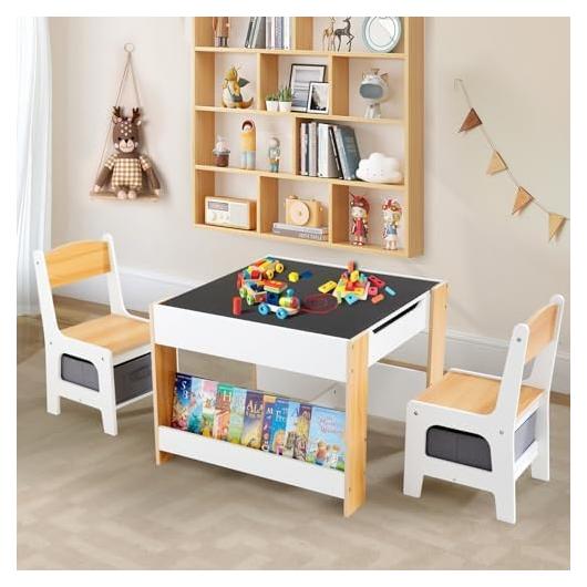 Conjunto de Mesa y Sillas para Niños Asweets 4 en 1 Blanco